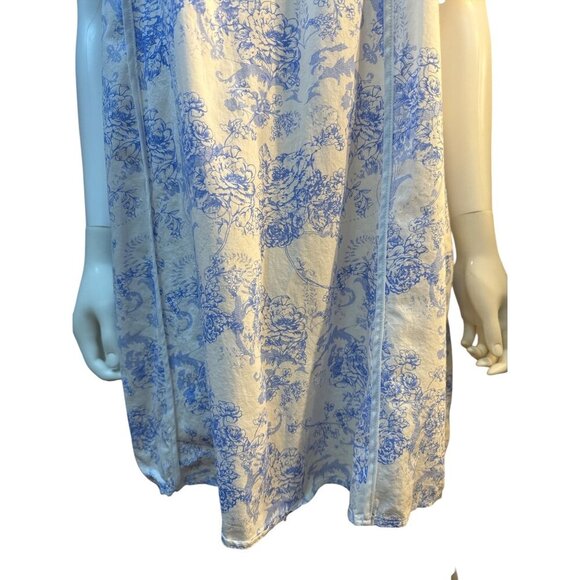 Entro Womens Blue & White Floral Puff Sleeve Mini V-Neck Dress - Size M EUC - Picture 2 of 8